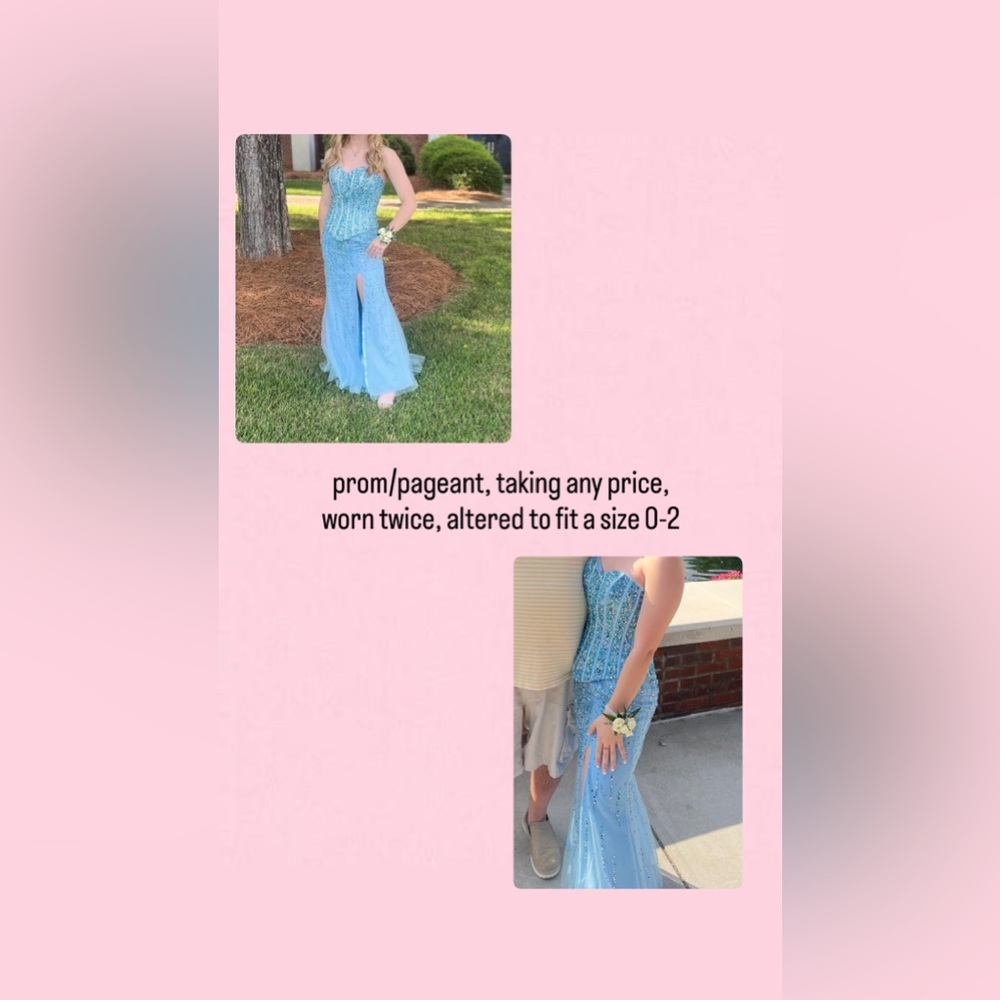 Elegant Blue Strapless Gown